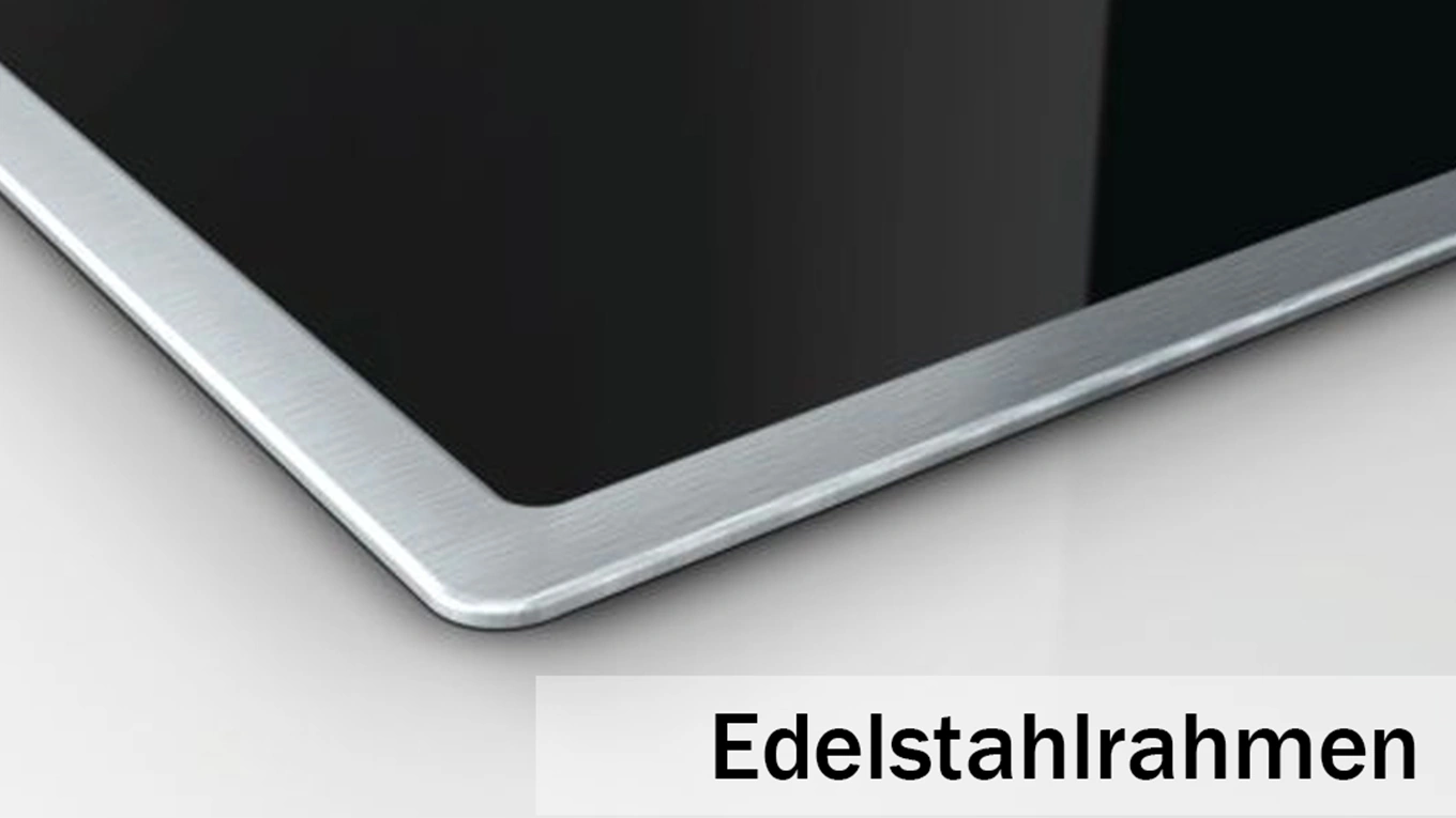 Edelstahlrahmen am Kochfeld Detail von einem Kochfeld mit Edelstahlrahmen