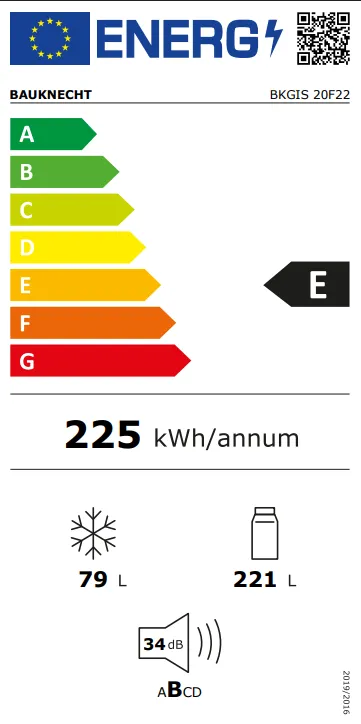 Energieklasse E - Vollständiges EU-Energielabel