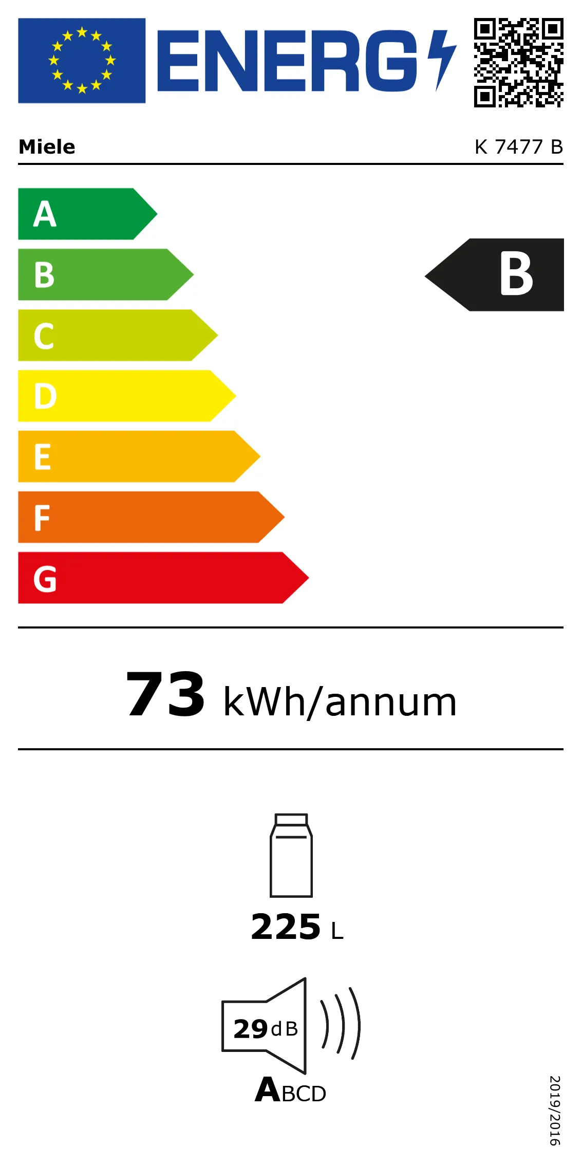 Energieklasse B - Vollständiges EU-Energielabel