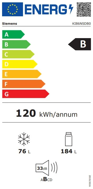 Energy Class B - Full EU energy label