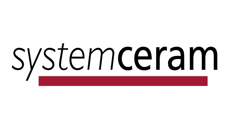 schwarzes systemceram logo mit rotem strich unterm schriftzug