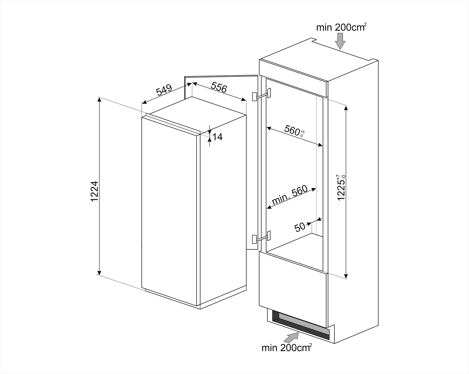 Smeg S8C124DE1 Einbau-Kühlschrank