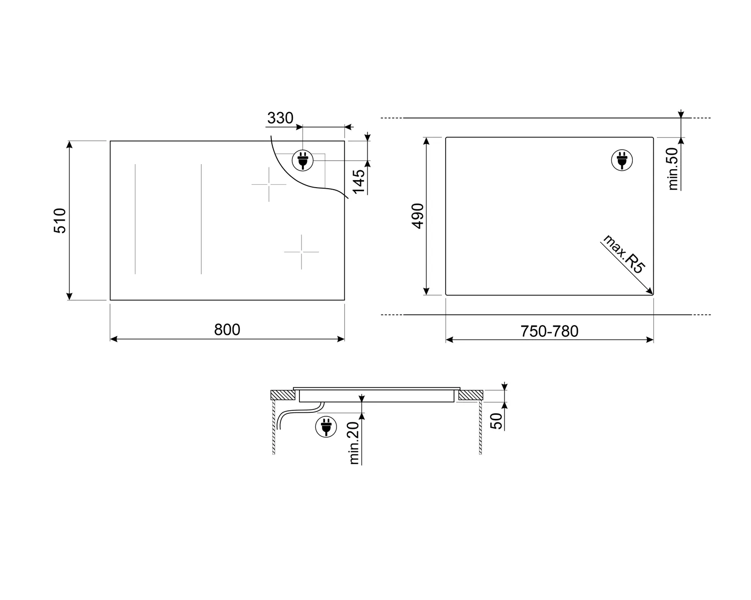 Smeg SI1M24854D Herdunabhängiges Induktionskochfeld Schwarz
