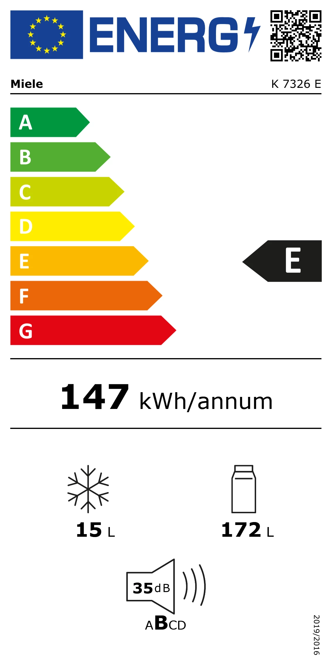Energieklasse E - Vollständiges EU-Energielabel