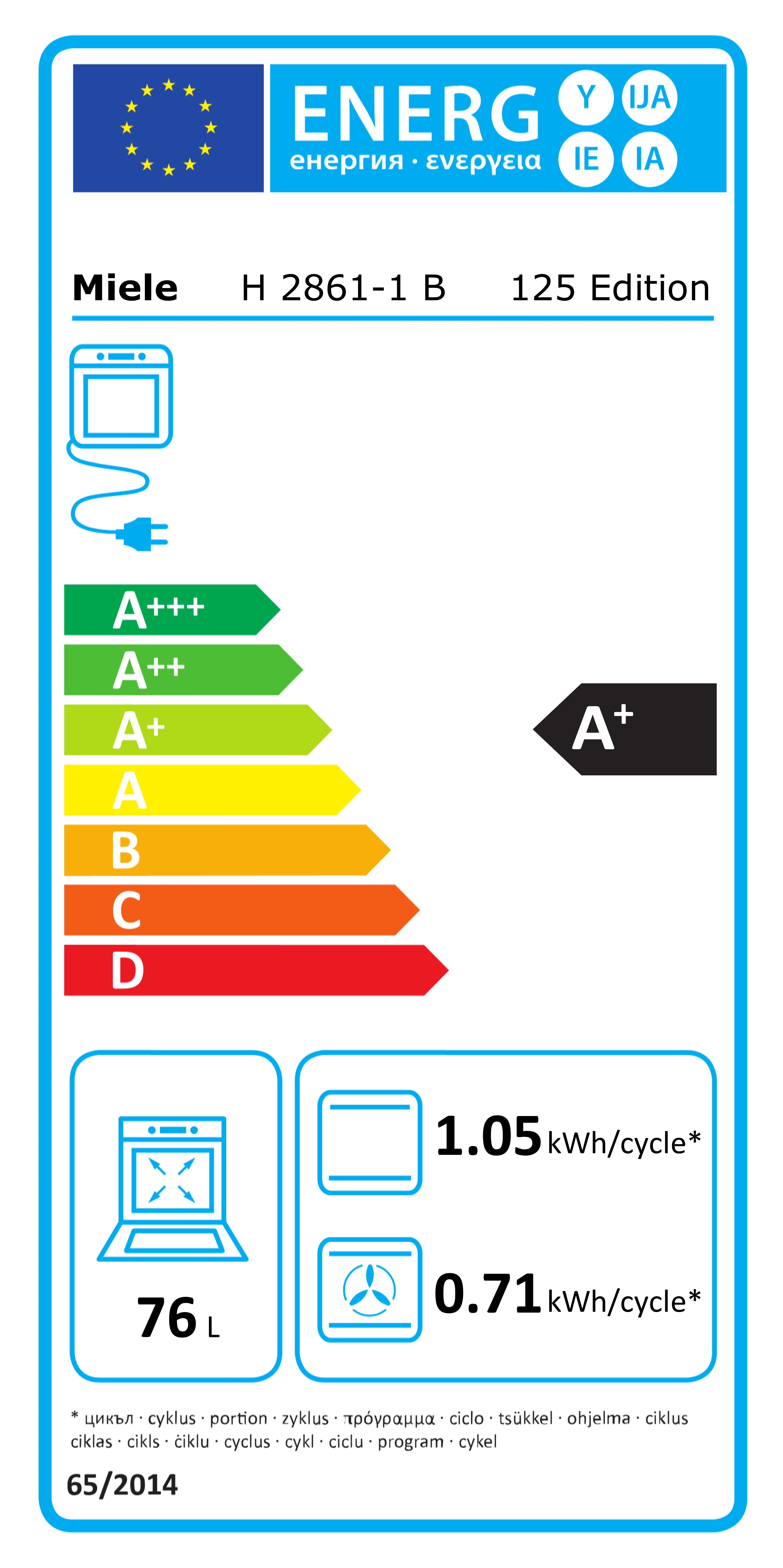Energieklasse A+ - Vollständiges EU-Energielabel