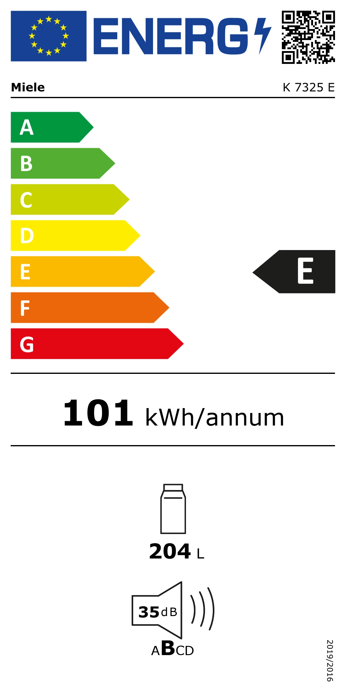 Energieklasse E - Vollständiges EU-Energielabel
