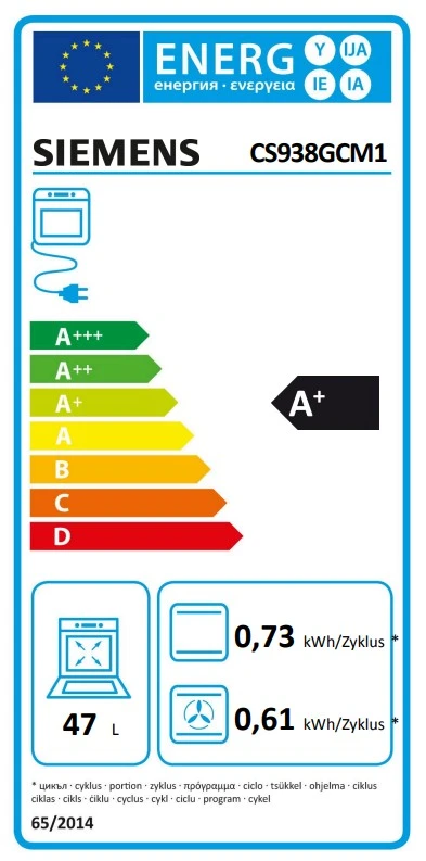 Energy Class A+ - Full EU energy label