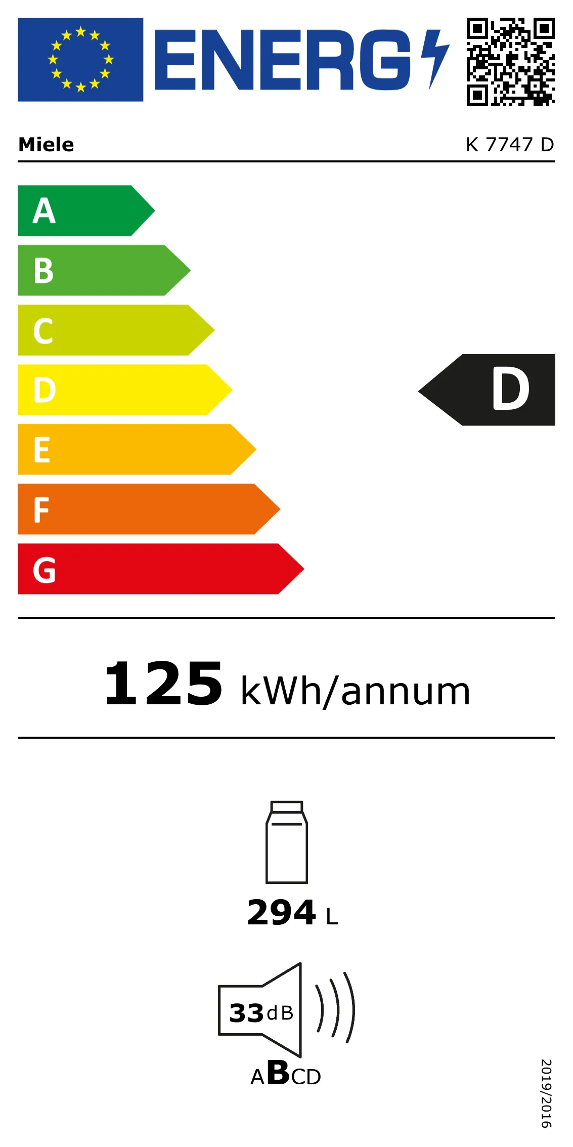 Energieklasse D - Vollständiges EU-Energielabel