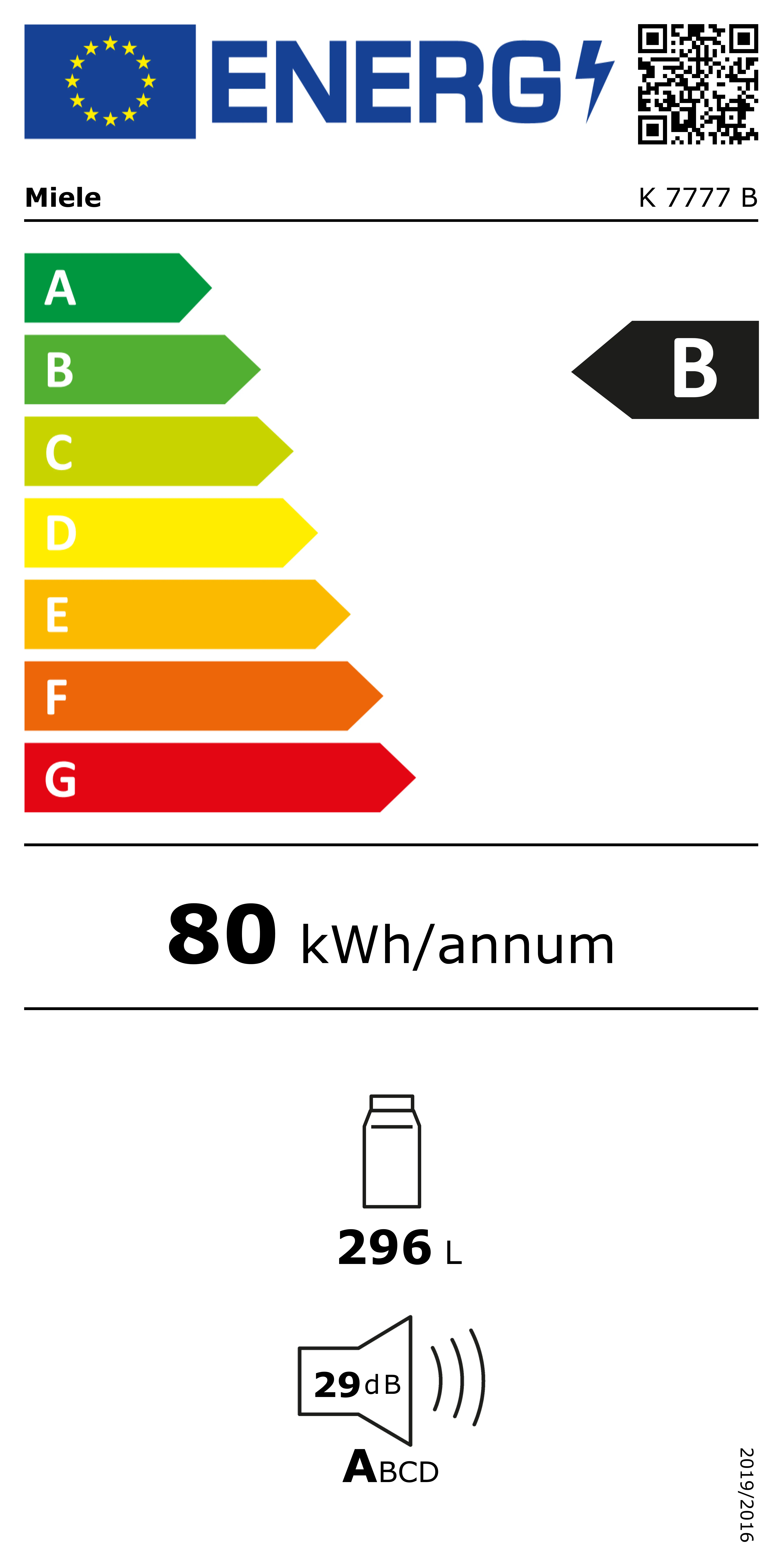 Energieklasse B - Vollständiges EU-Energielabel