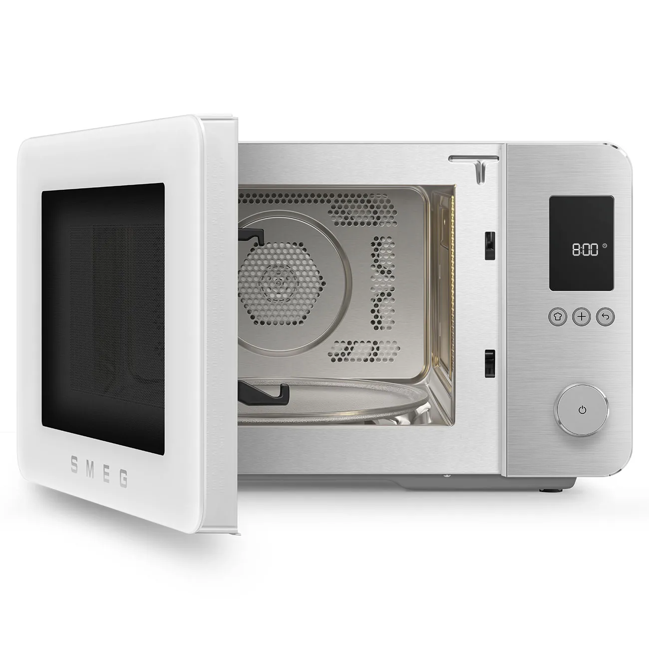 Smeg MOC02WHMEU Kombi-Tisch-Mikrowelle Weiß-Matt-Aluminium