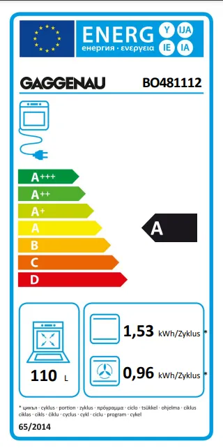 Energy Class A - Full EU energy label