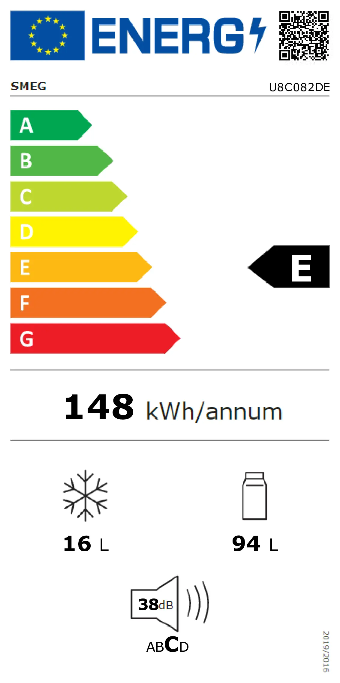 Energy Class E - Full EU energy label