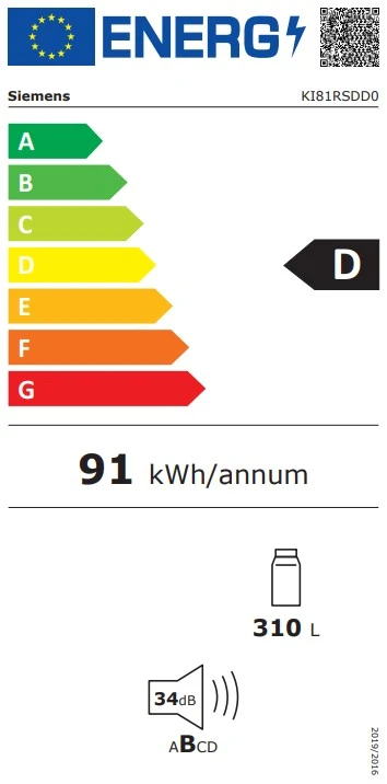 Energy Class D - Full EU energy label
