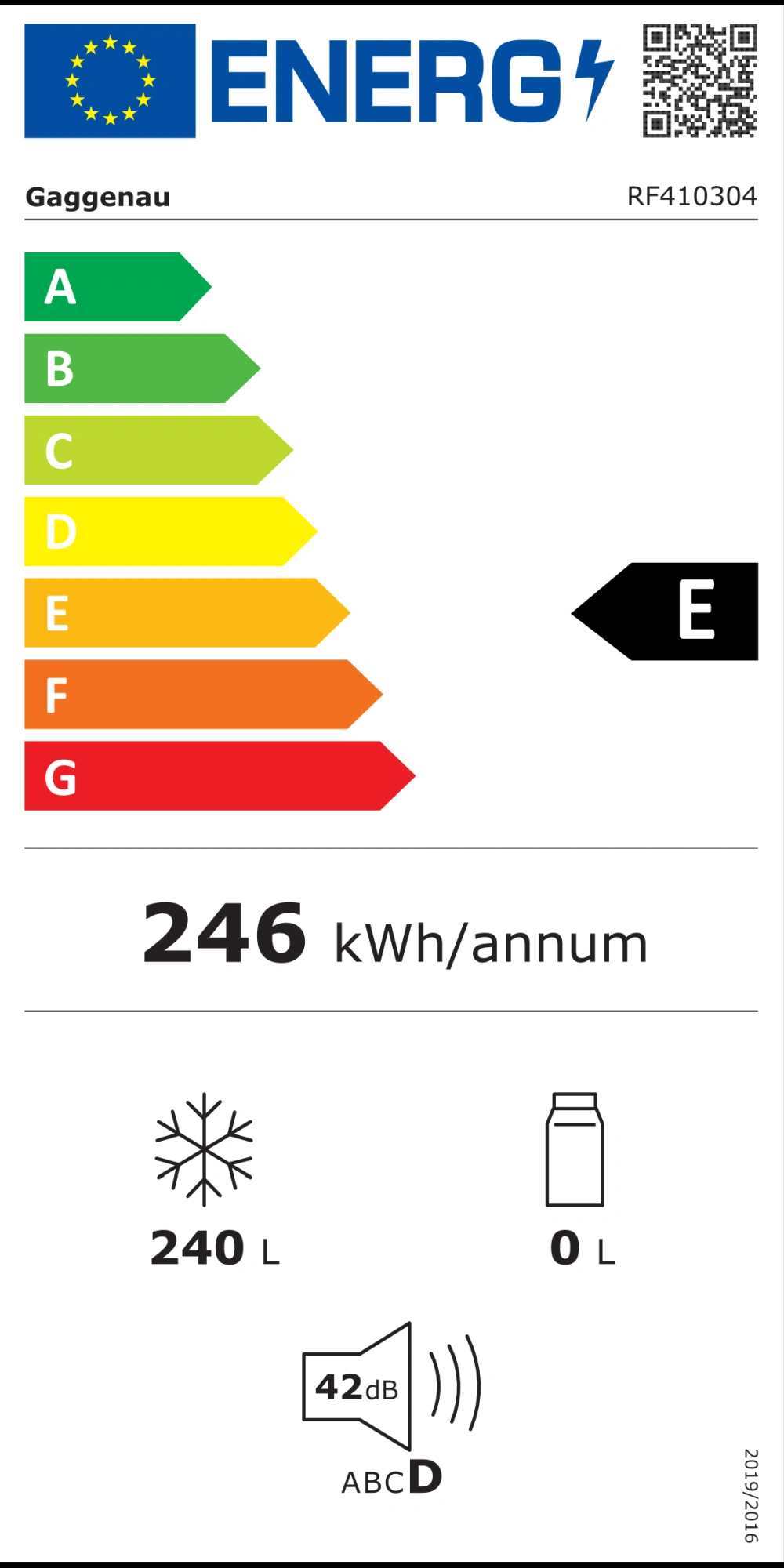 Energieklasse E - Vollständiges EU-Energielabel