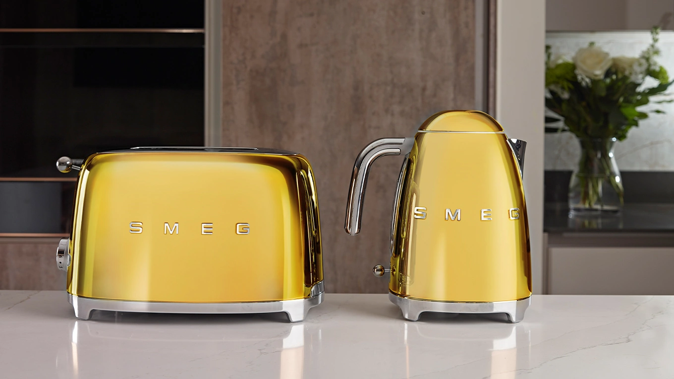Smeg Gold smeg toaster und wasserkocher in gold
