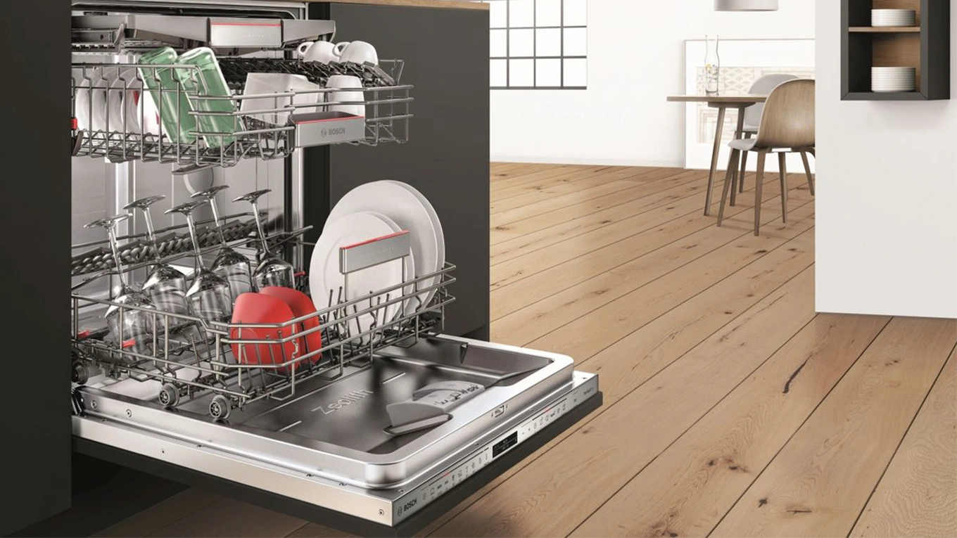 Bosch accent line Geschirrspüler bosch accent line geschirrspüler mit geöffneter tür und sicht auf sauberes geschirr