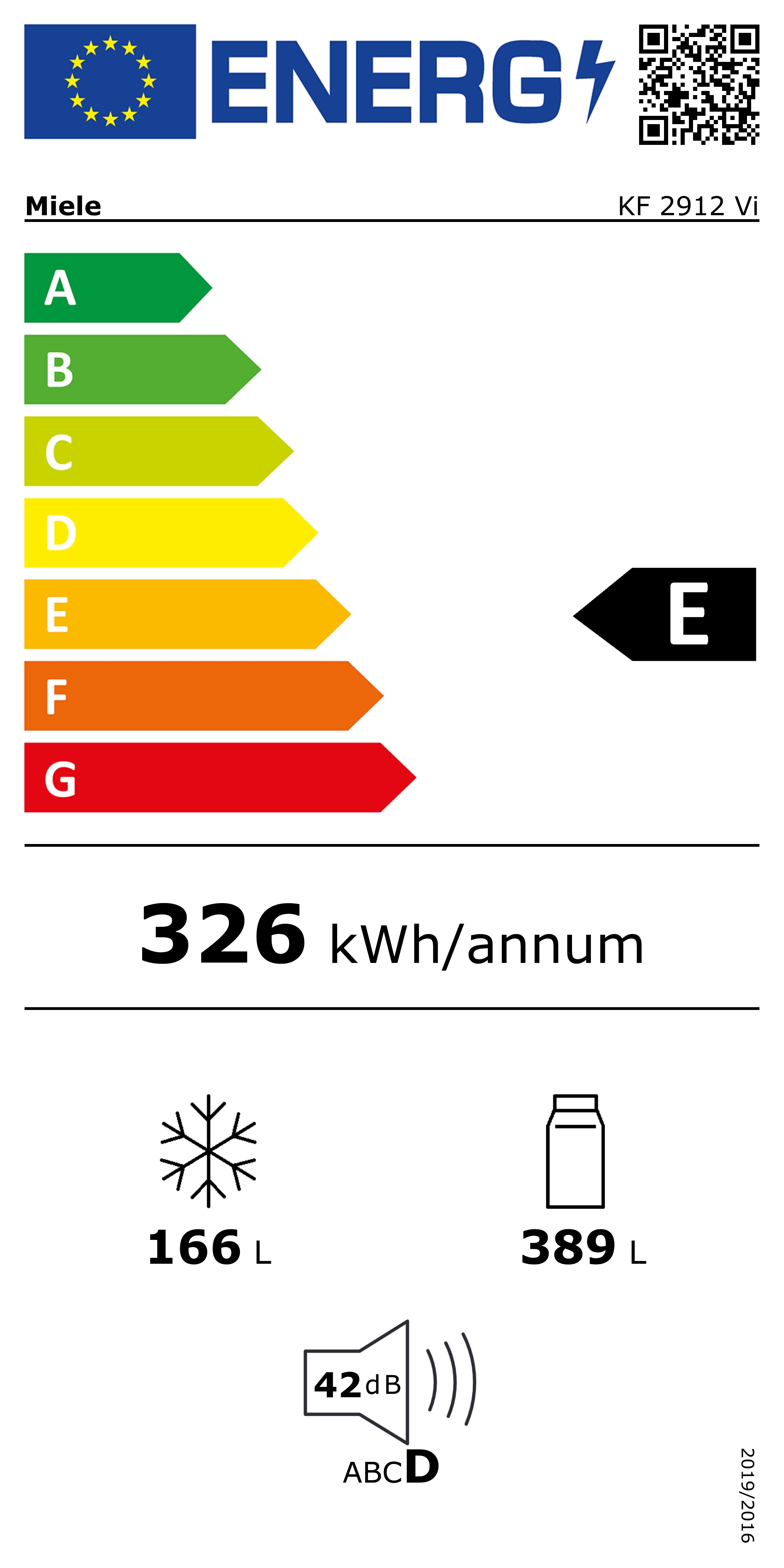 Energieklasse E - Vollständiges EU-Energielabel