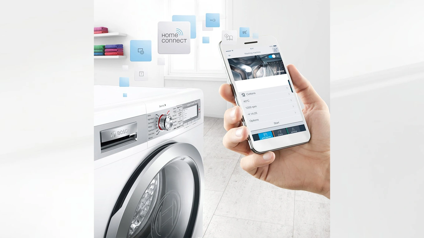 Smarte Bosch Waschmaschine mit Home Connect bosch home connect waschmaschine die sich über das smartphone steuern lässt