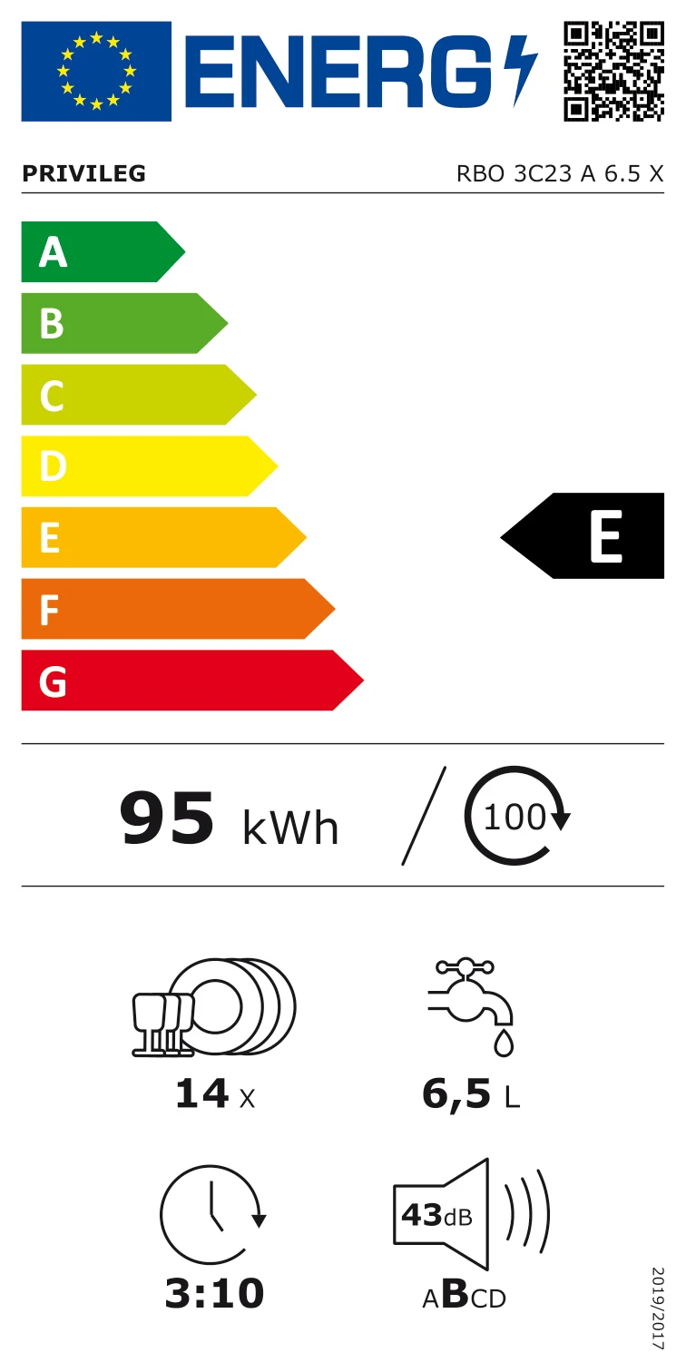 Energieklasse E - Vollständiges EU-Energielabel
