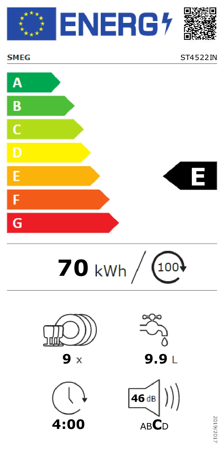 Energieklasse E - Vollständiges EU-Energielabel