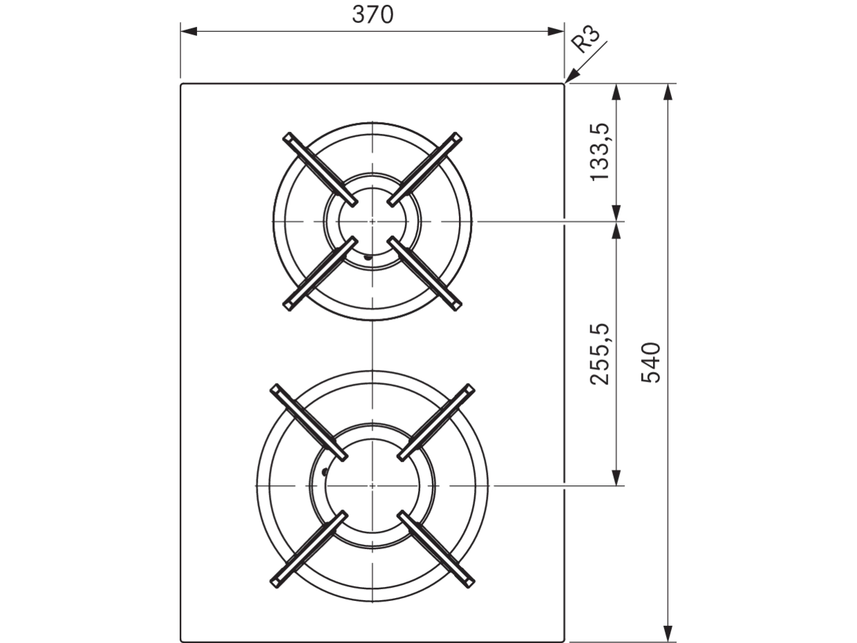Bora PKG3 Gaskochfeld Schwarz
