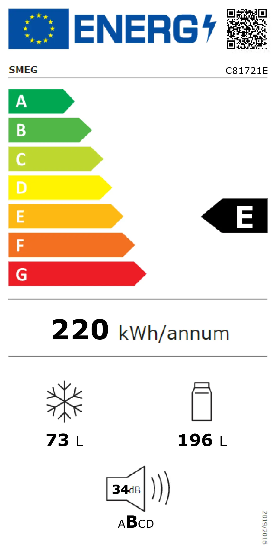Energieklasse E - Vollständiges EU-Energielabel
