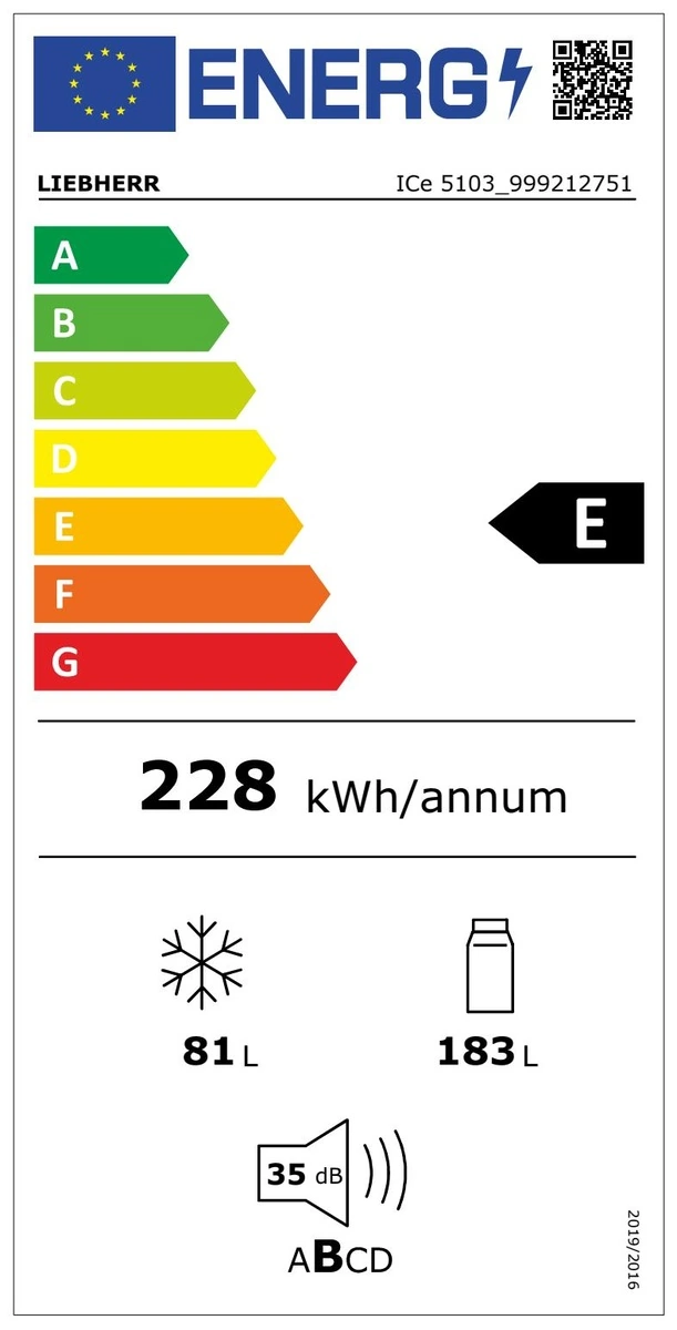 Energy Class E - Full EU energy label