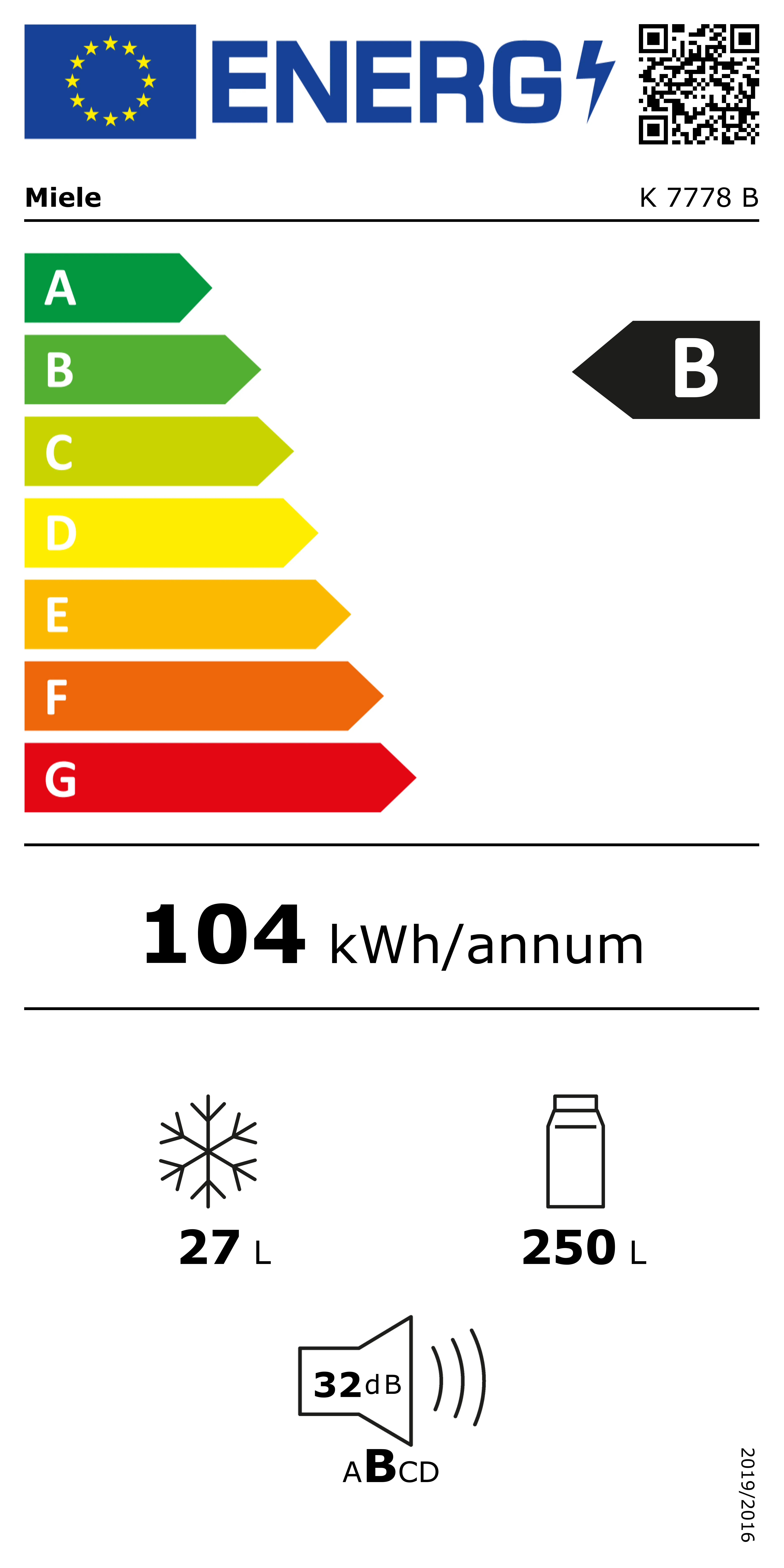 Energieklasse B - Vollständiges EU-Energielabel