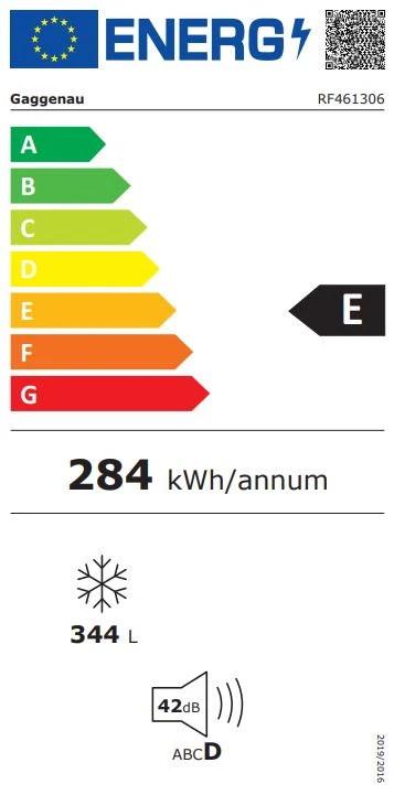 Energieklasse E - Vollständiges EU-Energielabel