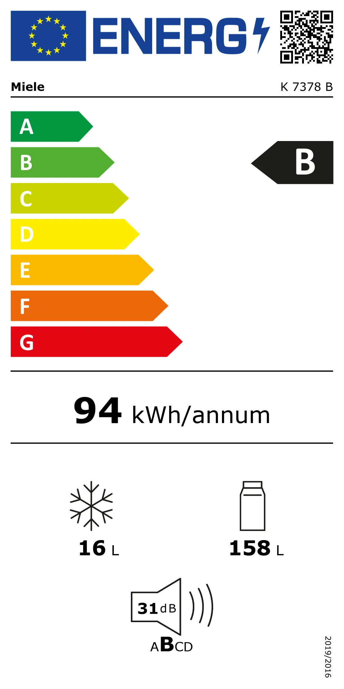 Energieklasse B - Vollständiges EU-Energielabel