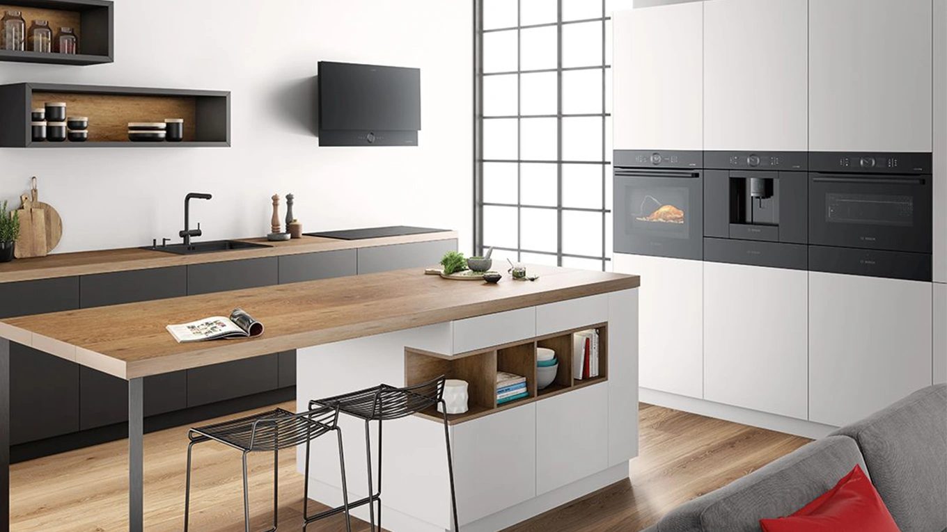 Bosch Accent line Carbon Black bosch accent line carbon black geräte in einer modernen Küche