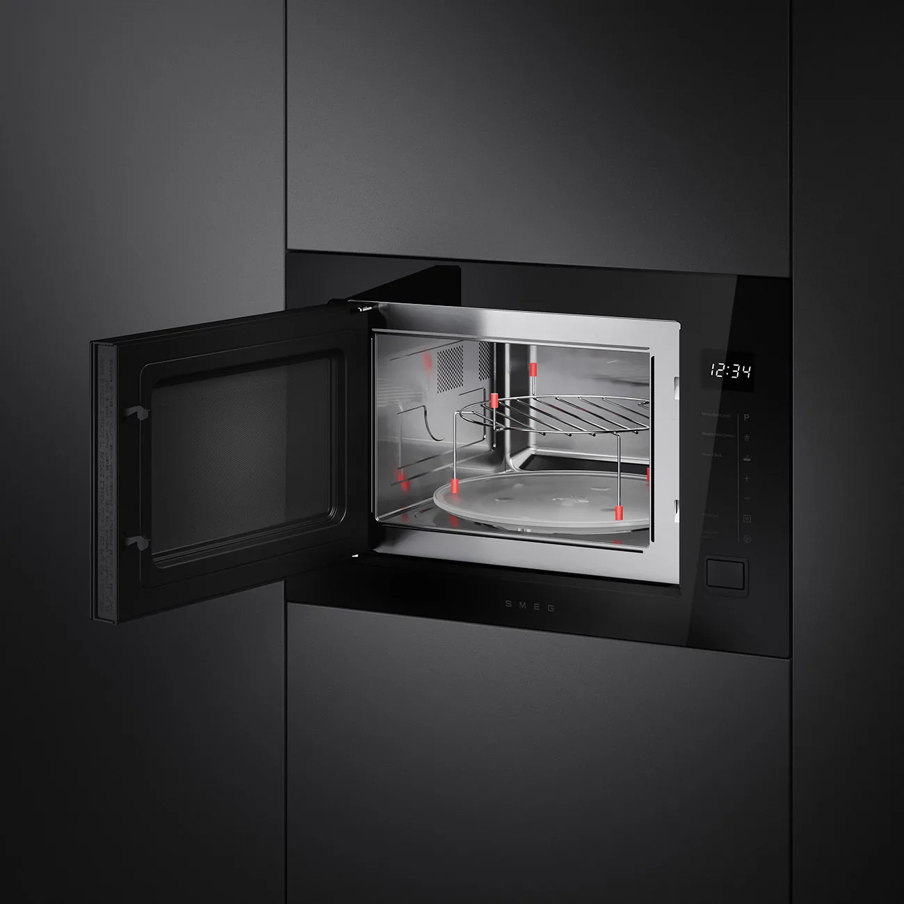 Smeg FMI225BI Einbau-Mikrowellengerät mit Grill Eclipse Schwarzglas