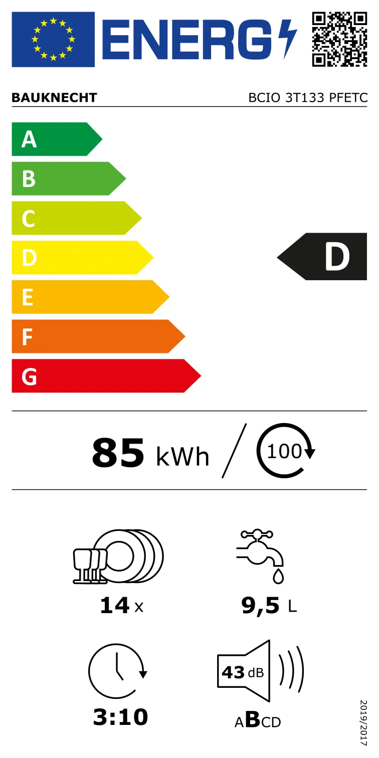 Energieklasse D - Vollständiges EU-Energielabel