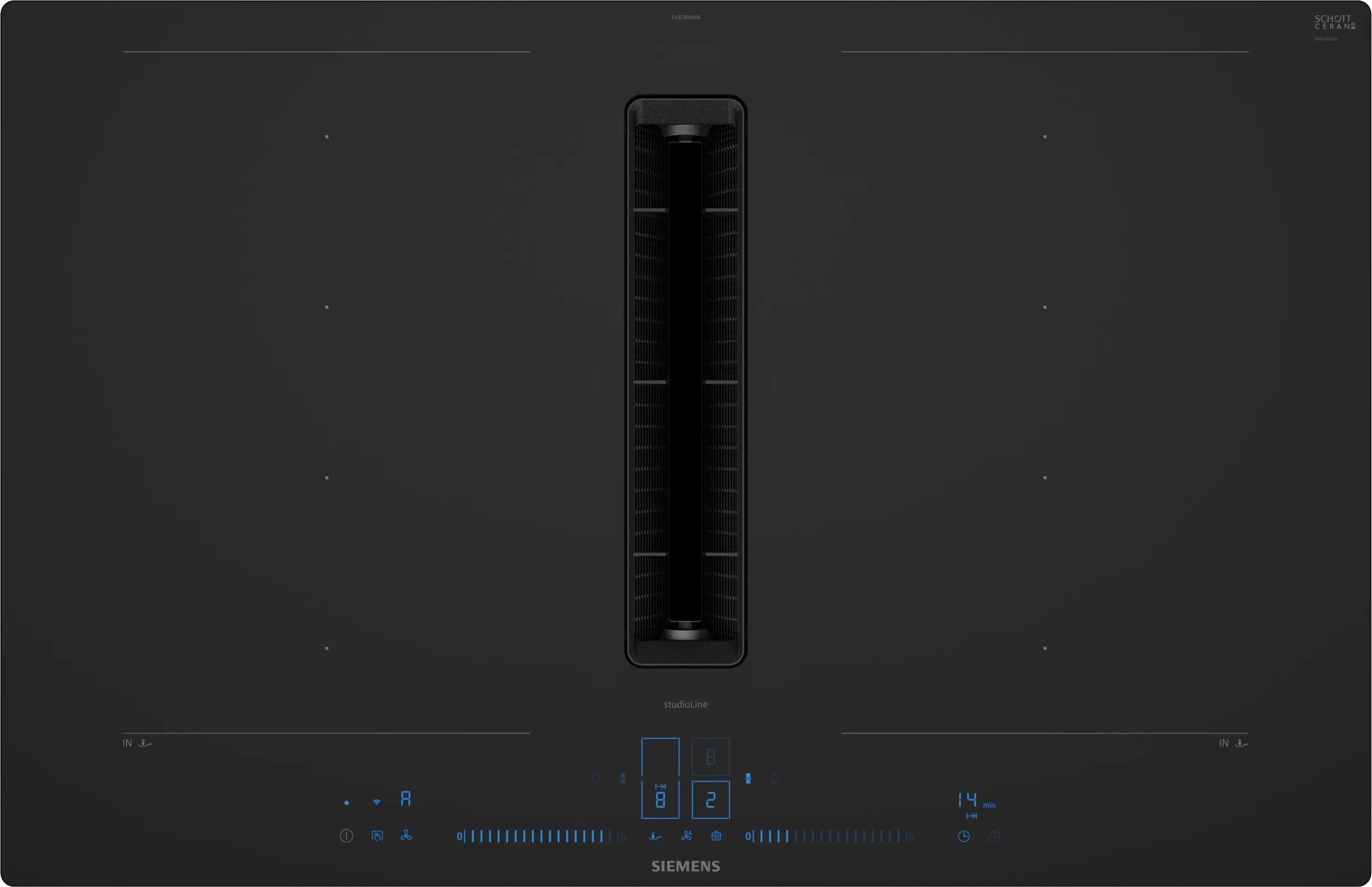 Siemens EX80BNX68E Induktionskochfeld mit integriertem Wrasenabzug Mattschwarz