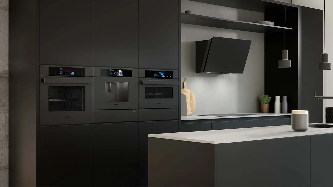 mattschwarze Siemens küchengeräte in einer modernen küche