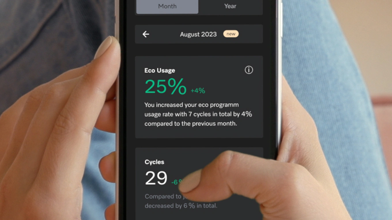 miele ecofeedback miele ecofeedback in der app auf einem smartphone