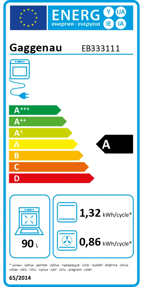 Energy Class A - Full EU energy label