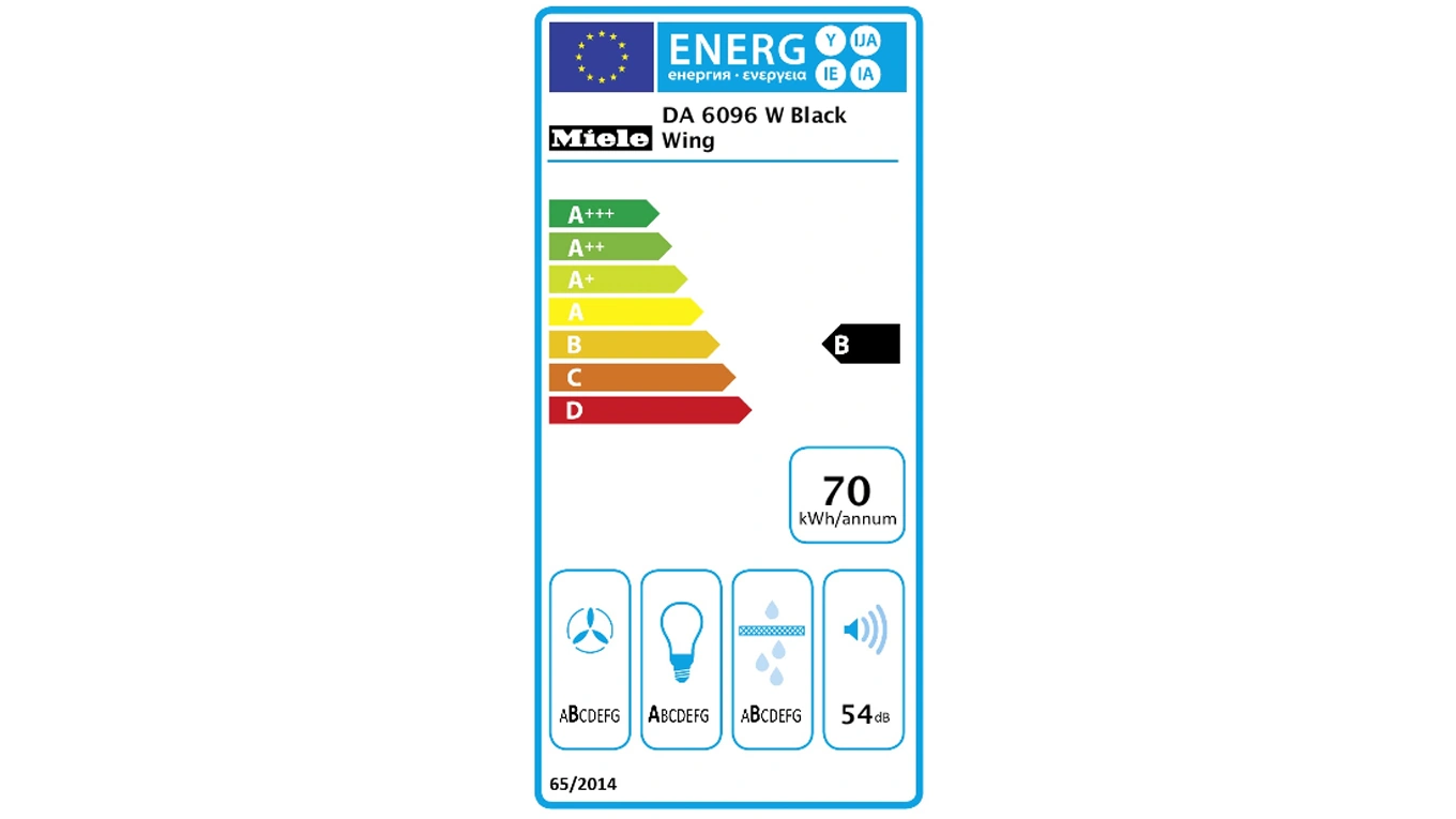 EU-Energielabel für eine Miele Dunstabzugshaube