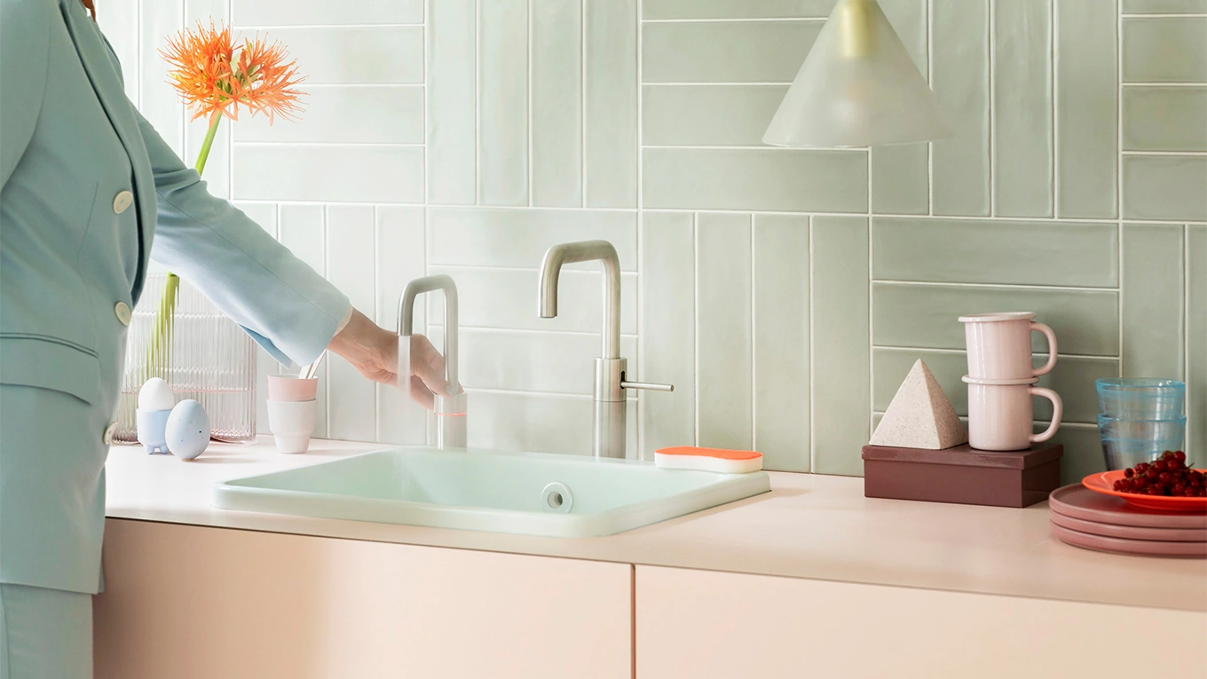 Quooker Twintaps in einer Pastellküche