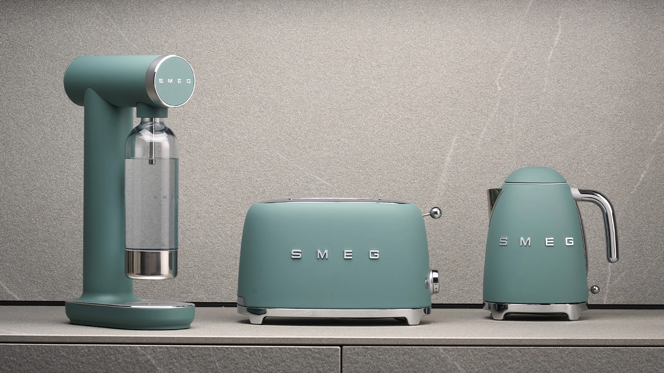 smeg geräte sprudler, toaster und wasserkocher in emerald green