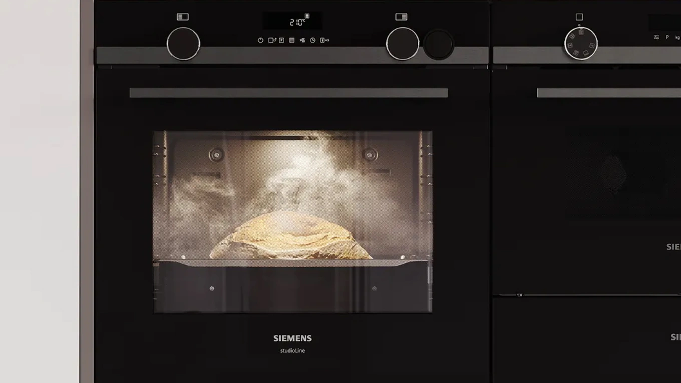 Brot backt mit Dampf in einem Siemens iQ500 Backofen