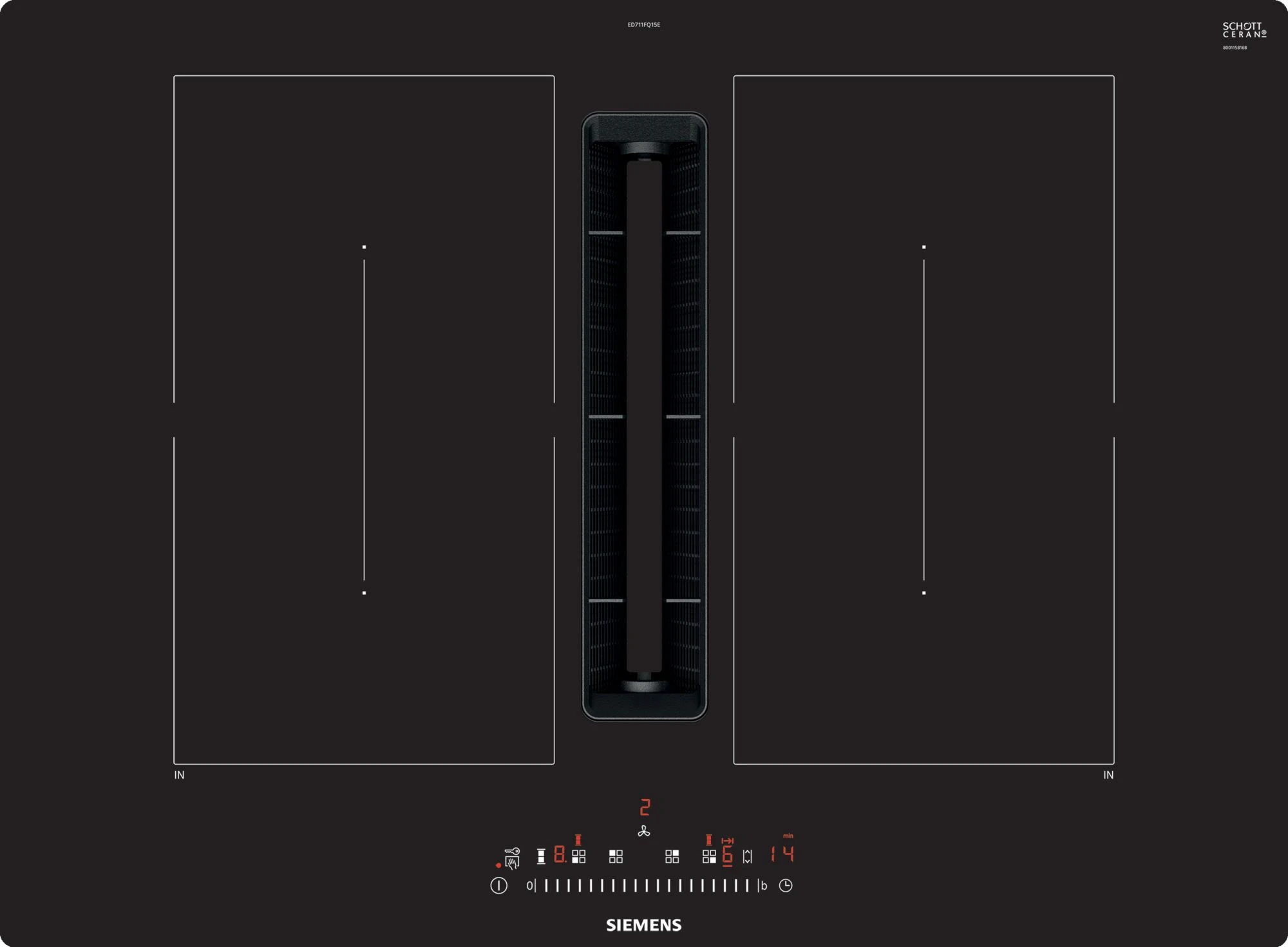Siemens ED711FQ15E Induktionskochfeld mit integriertem Wrasenabzug Schwarz