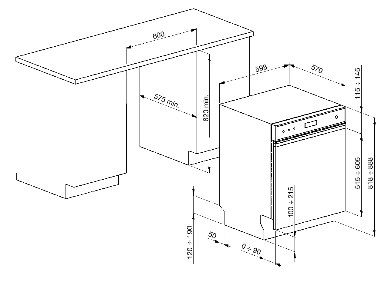 Smeg PL364CX Teilintegrierter Geschirrspüler