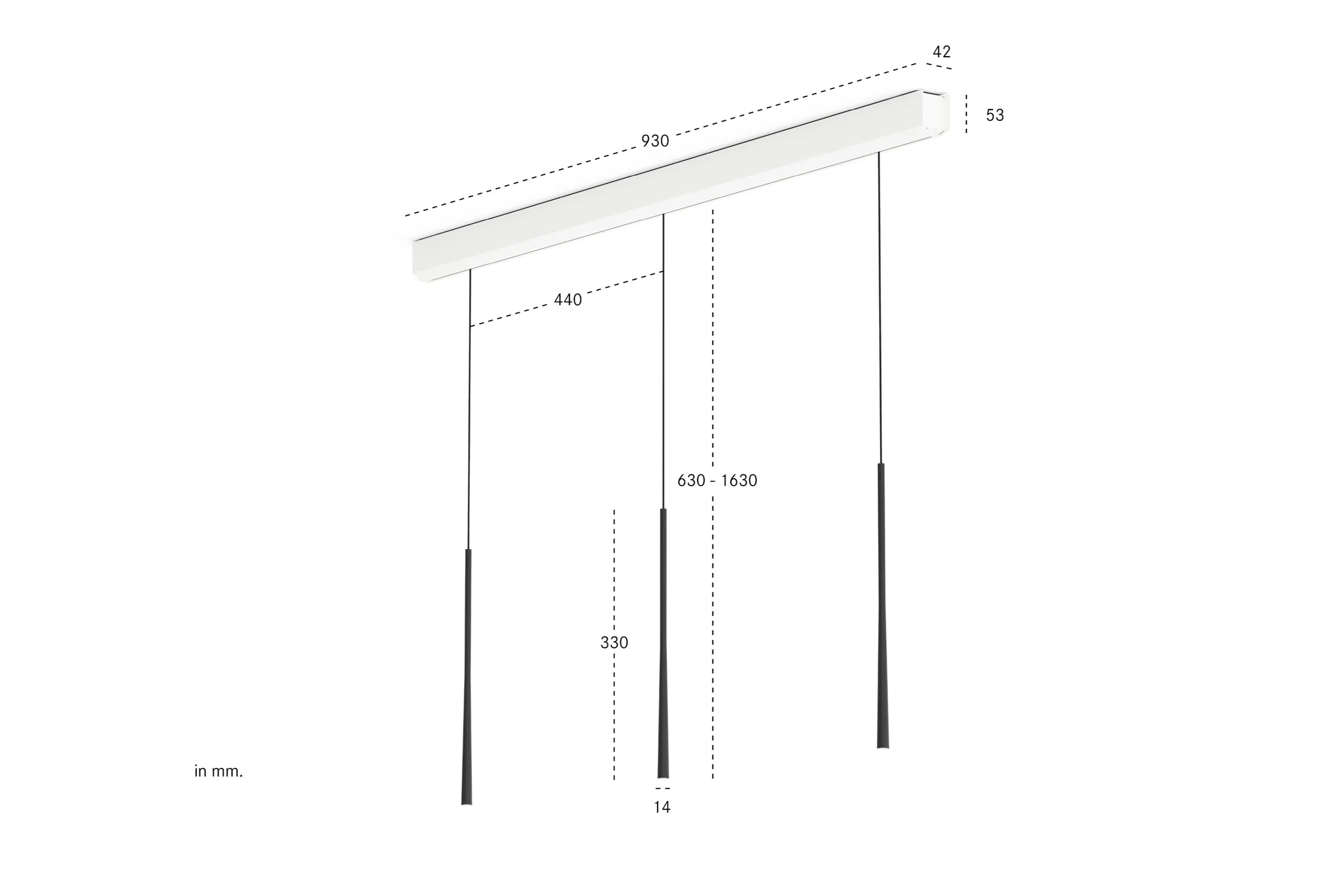 Bora LSLSW Pendelleuchte 3-fach linear Schwarz