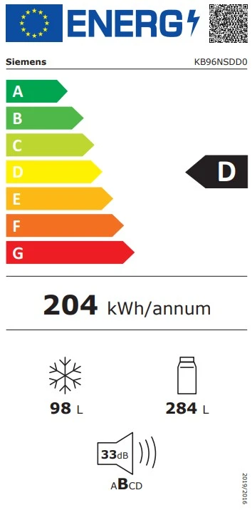 Energy Class D - Full EU energy label