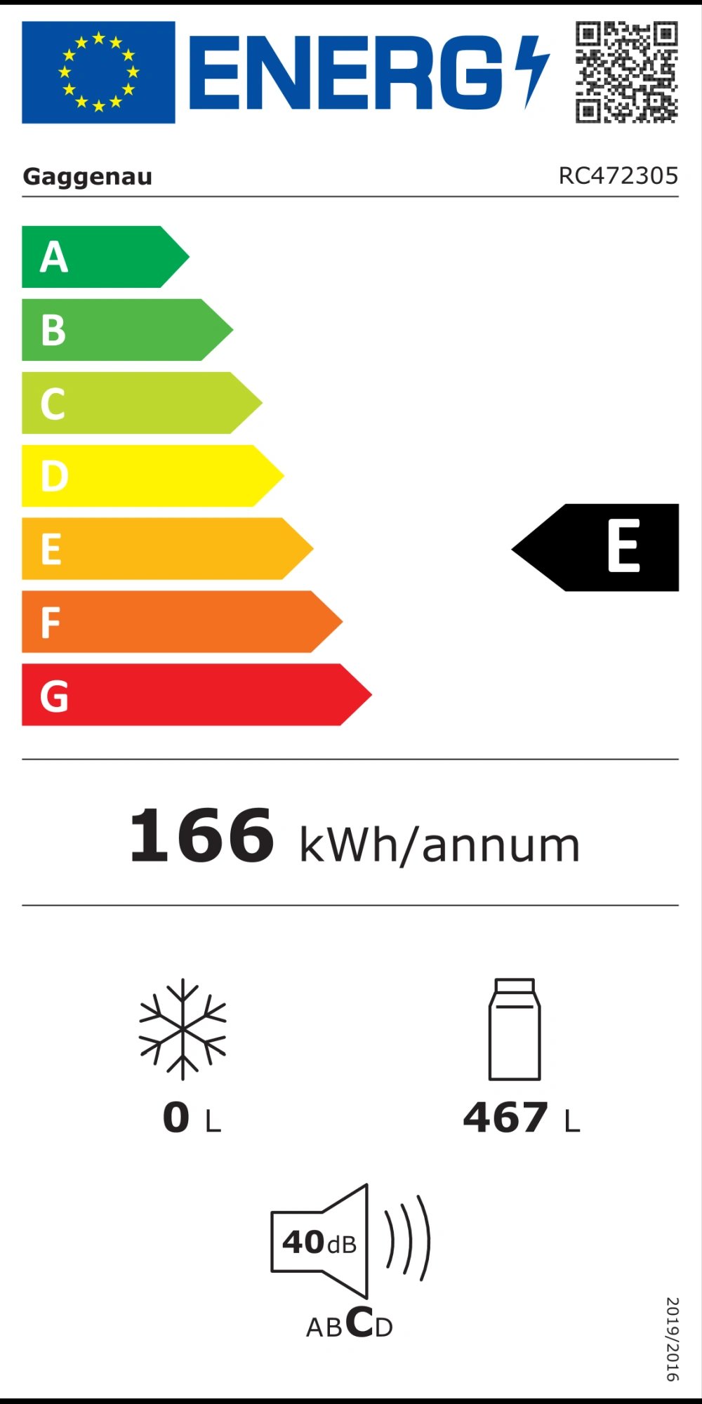 Energieklasse E - Vollständiges EU-Energielabel