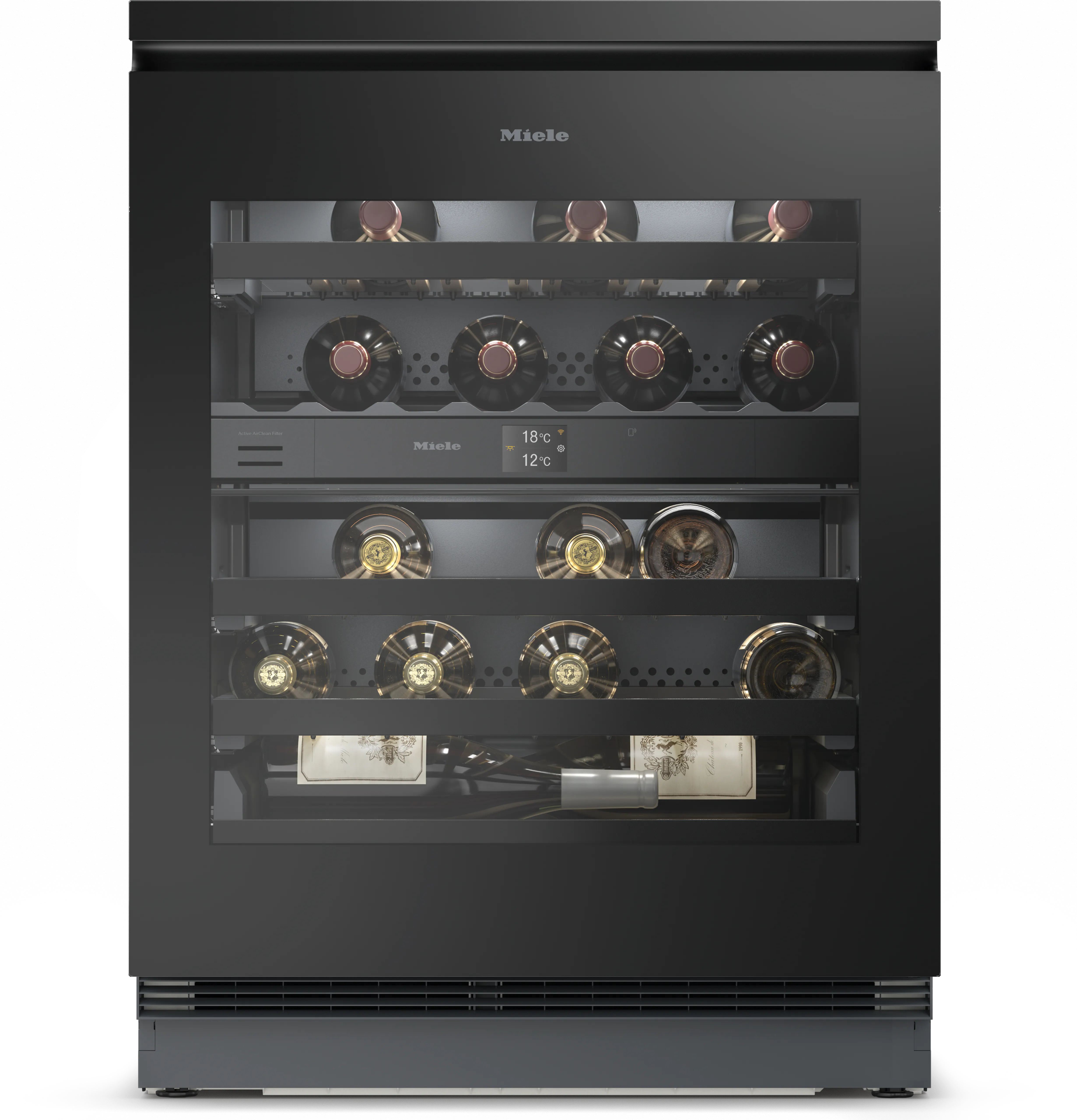 Miele KWTUS 7074 F Unterbau-Weintemperierschrank Obsidianschwarz