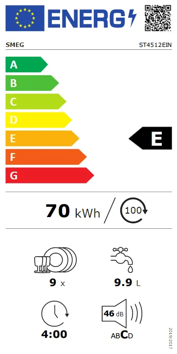 Energy Class E - Full EU energy label