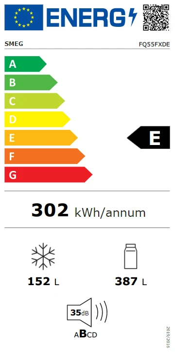 Energieklasse E - Vollständiges EU-Energielabel