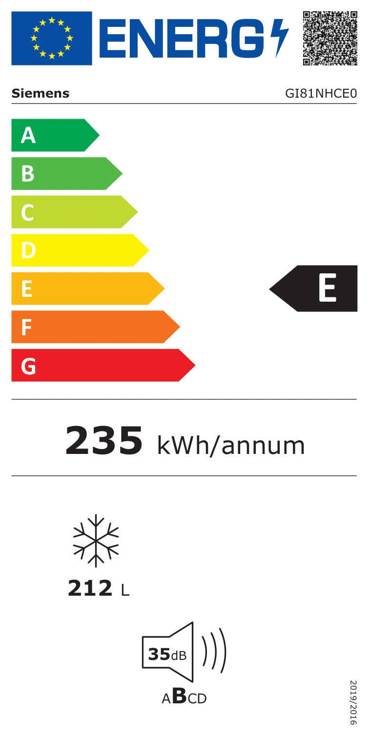 Energieklasse E - Vollständiges EU-Energielabel